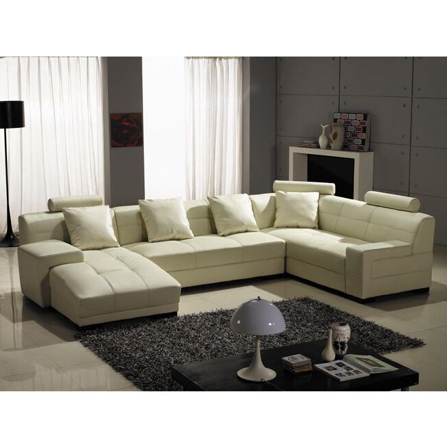 3pc Ledgemere Modern Sectional Sofas Within Well Known Shop Houston Ivory Leather 3 Piece Sectional Sofa Set (Photo 1 of 25)