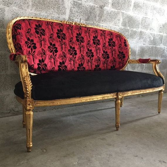 4pc French Seamed Sectional Sofas Velvet Black For Well Known Antique French Louis Xvi Settee Couch Sofa Lyon France (View 10 of 25)