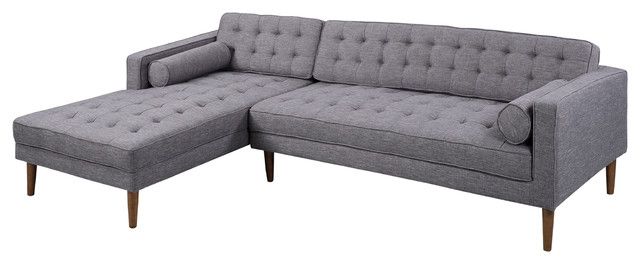 Armen Living Element Chaise Sectional, Dark Gray Linen And Intended For Most Popular Element Left Side Chaise Sectional Sofas In Dark Gray Linen And Walnut Legs (View 5 of 25)