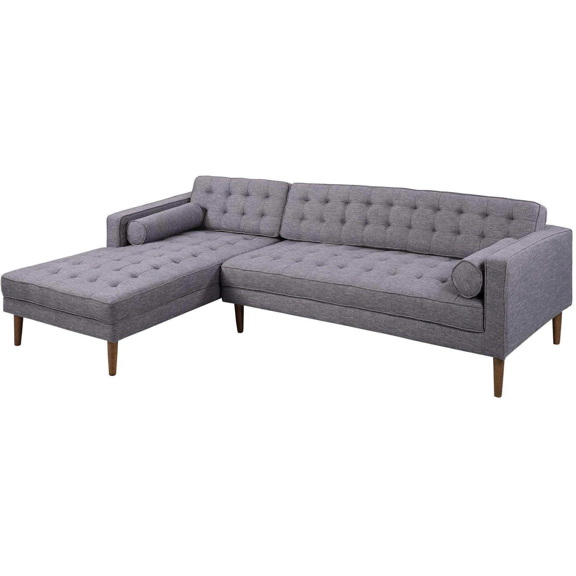 Armen Living Element Right Side Chaise Sectional In Dark In Recent Element Left Side Chaise Sectional Sofas In Dark Gray Linen And Walnut Legs (View 2 of 25)