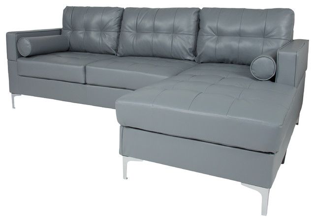 Back Sectional With Left Side Facing Chaise And Bolster In Popular Element Left Side Chaise Sectional Sofas In Dark Gray Linen And Walnut Legs (Photo 17 of 25)