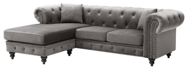 Best And Newest Nola Sofa Chaise – Traditional – Sectional Sofas – Regarding Element Left Side Chaise Sectional Sofas In Dark Gray Linen And Walnut Legs (Photo 24 of 25)