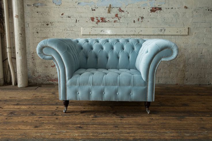 Brayson Chaise Sectional Sofas Dusty Blue Throughout Most Popular British Handmade Vintage Dusty Blue Velvet Chesterfield (View 7 of 25)
