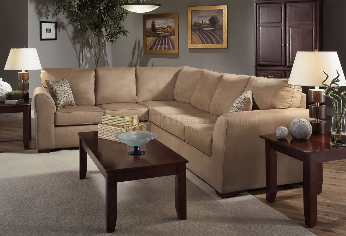 Camel Microfiber Modern Sectional Sofa W/optional Items Pertaining To Fashionable 3pc Ledgemere Modern Sectional Sofas (Photo 2 of 25)