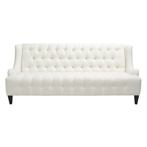 Camila Poly Blend Sectional Sofas Off White Regarding Current Jennifer Taylor Sabrina White Linen Tufted Fabric Sofa (Photo 7 of 25)