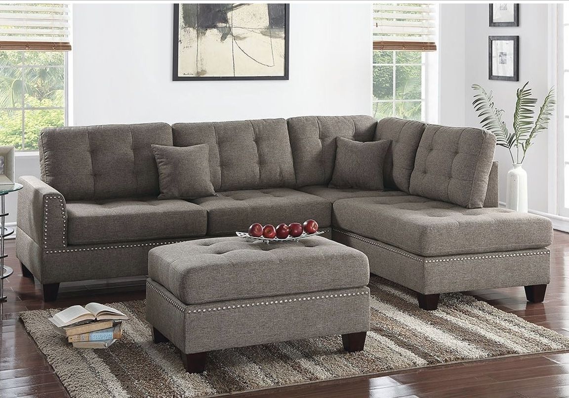 Clifton Reversible Sectional Sofas With Pillows Intended For Widely Used Reversible 3pcs Sectional Sofa With 2 Accent Pillows F6504 (Photo 5 of 25)