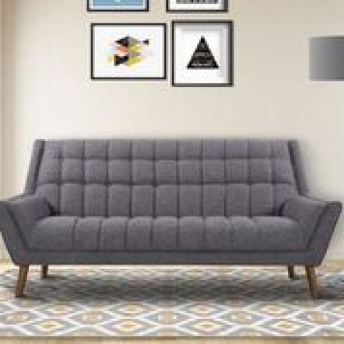 Cobra Mid Century Modern Sofa In Dark Gray Linen And With Fashionable Dove Mid Century Sectional Sofas Dark Blue (View 13 of 25)
