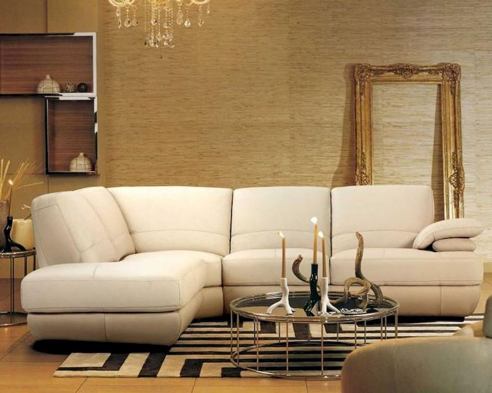 Contemporary Beige Leather Sectional Sofa 44l208 8 For Recent 3pc Ledgemere Modern Sectional Sofas (Photo 6 of 25)
