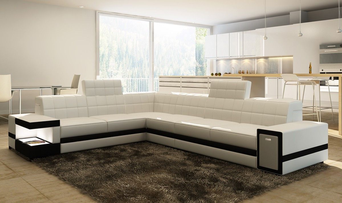 Current 3pc Ledgemere Modern Sectional Sofas Intended For 6106 Modern White Bonded Leather Sectional Sofa (Photo 10 of 25)