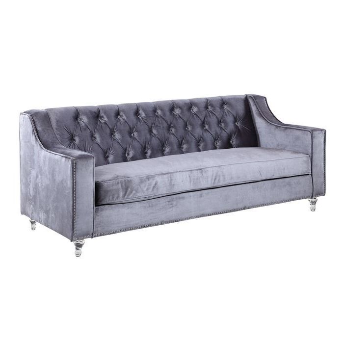 Current Radcliff Nailhead Trim Sectional Sofas Gray Intended For Dylan Silver Nailhead Trim Button Tufted Sofa (View 3 of 25)
