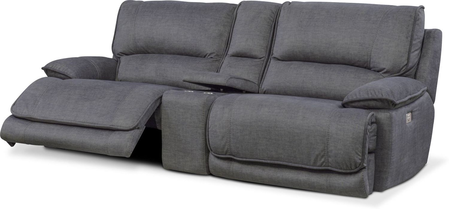 Dual Power Reclining Sofas Throughout Well Known Mario Dual Power Reclining Sofa With Console – Charcoal (View 7 of 7)