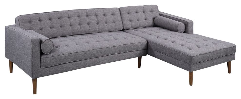 Element Left Side Chaise Sectional Sofas In Dark Gray Linen And Walnut Legs Pertaining To Famous Element Left Side Chaise Sectional, Sectional, Walnut (Photo 8 of 25)