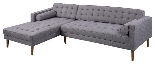 Element Right Side Chaise Sectional – Midcentury Pertaining To Well Known Element Left Side Chaise Sectional Sofas In Dark Gray Linen And Walnut Legs (View 9 of 25)