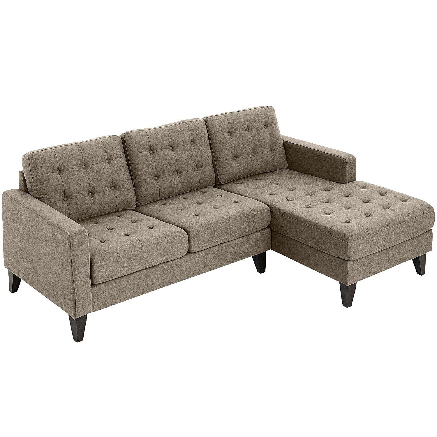 Element Right Side Chaise Sectional Sofas In Dark Gray Linen And Walnut Legs With Most Popular Nyle Putty 2 Piece Left Arm Chaise Sectional (View 9 of 25)