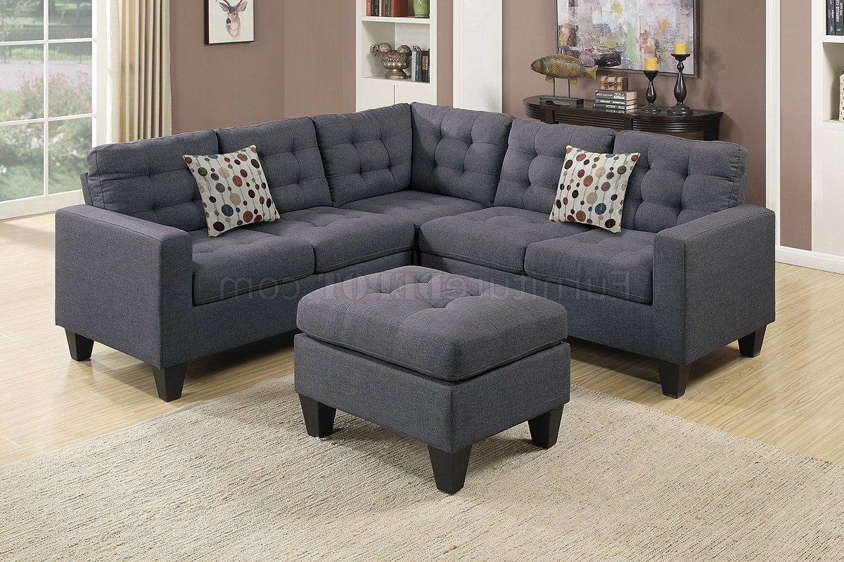 F6935 Sectional Sofa In Grey Fabricboss W/ottoman Within Fashionable Sectional Sofas In Gray (Photo 3 of 25)