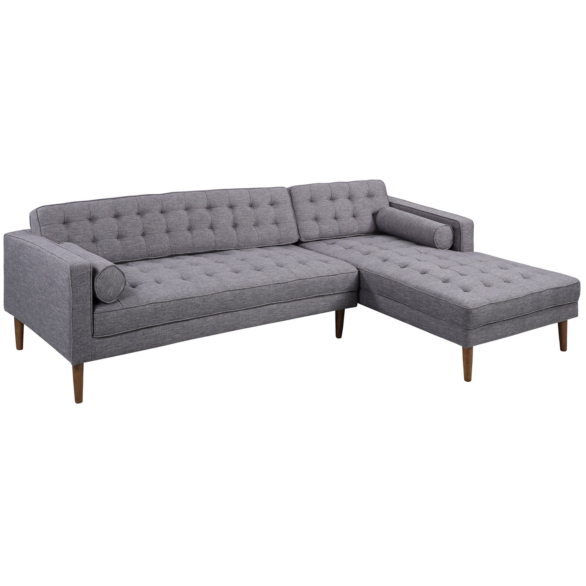 Famous Armen Living Lcelchdgle Element Left Side Chaise Sectional For Element Left Side Chaise Sectional Sofas In Dark Gray Linen And Walnut Legs (Photo 3 of 25)