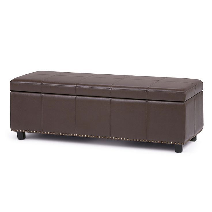 Famous Celine Sectional Futon Sofas With Storage Camel Faux Leather In Simpli Home Kingsley Storage Ottoman (View 23 of 25)