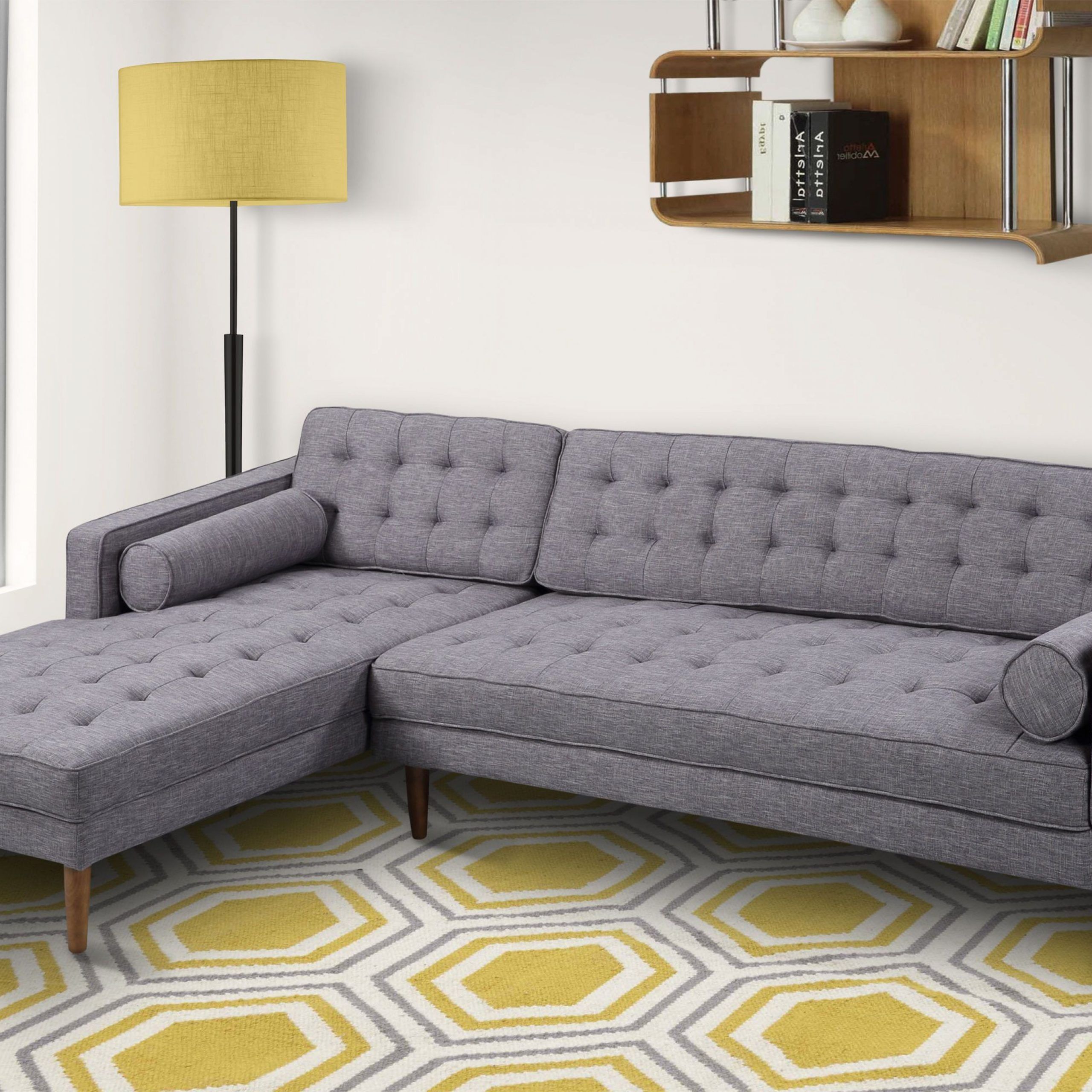 Famous Element Left Side Chaise Sectional Sofas In Dark Gray Linen And Walnut Legs With Regard To Element Dark Gray Fabric Walnut Wood Legs Right Side (Photo 1 of 25)