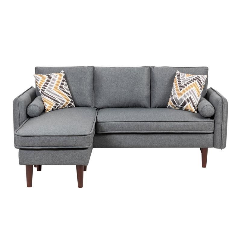 Famous Maklaine Fabric Sectional Reversible Chaise With Pillows Throughout Clifton Reversible Sectional Sofas With Pillows (View 24 of 25)