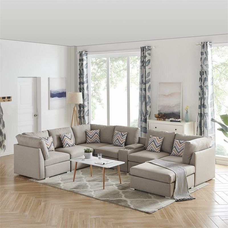 Favorite Amira Beige Fabric Reversible Modular Sectional Sofa With Pertaining To Copenhagen Reversible Small Space Sectional Sofas With Storage (Photo 24 of 25)