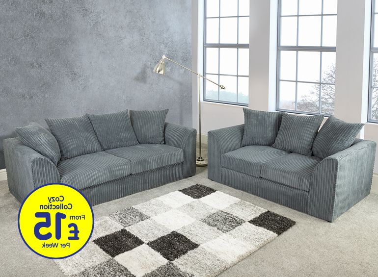 Favorite Gneiss Modern Linen Sectional Sofas Slate Gray Throughout Ronan Slate Grey 3 & 2 Seater Sofa Set – Pay Per Week (Photo 25 of 25)