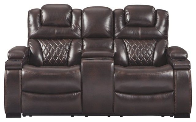 Favorite Magnus Brown Power Reclining Sofas In Polyester Upholstered Metal Power Reclining Loveseat With (View 11 of 15)