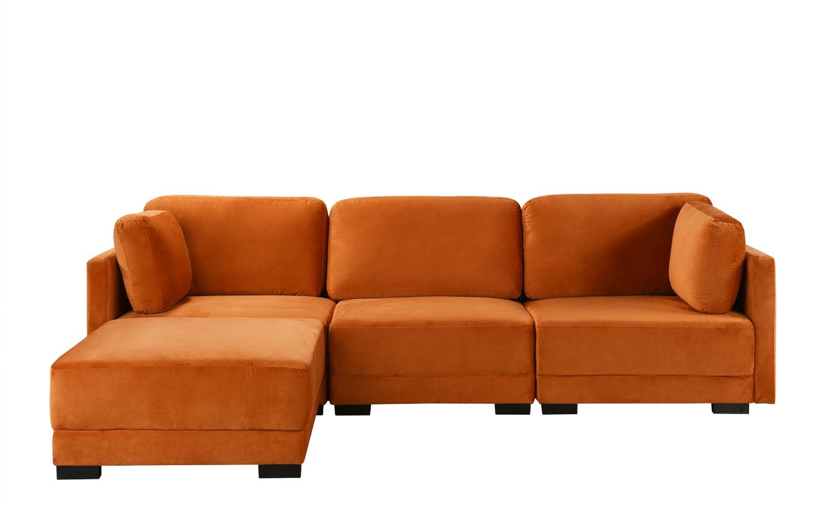 Florence Mid Century Modern Velvet Right Sectional Sofas In Well Known Orange Upholstered Velvet Sectional Sofa, L Shape Modern (Photo 3 of 25)