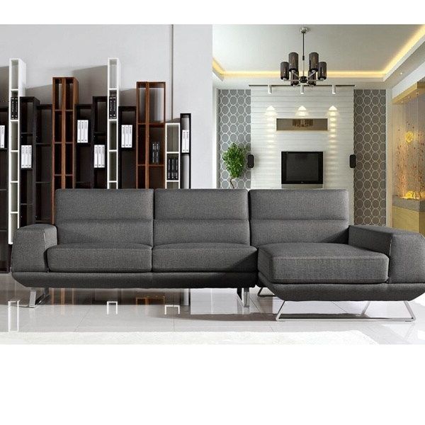 Hannah Left Sectional Sofas Pertaining To Well Known Shop Bullock Dark Grey Fabric Left Facing Sectional Sofa (View 19 of 25)