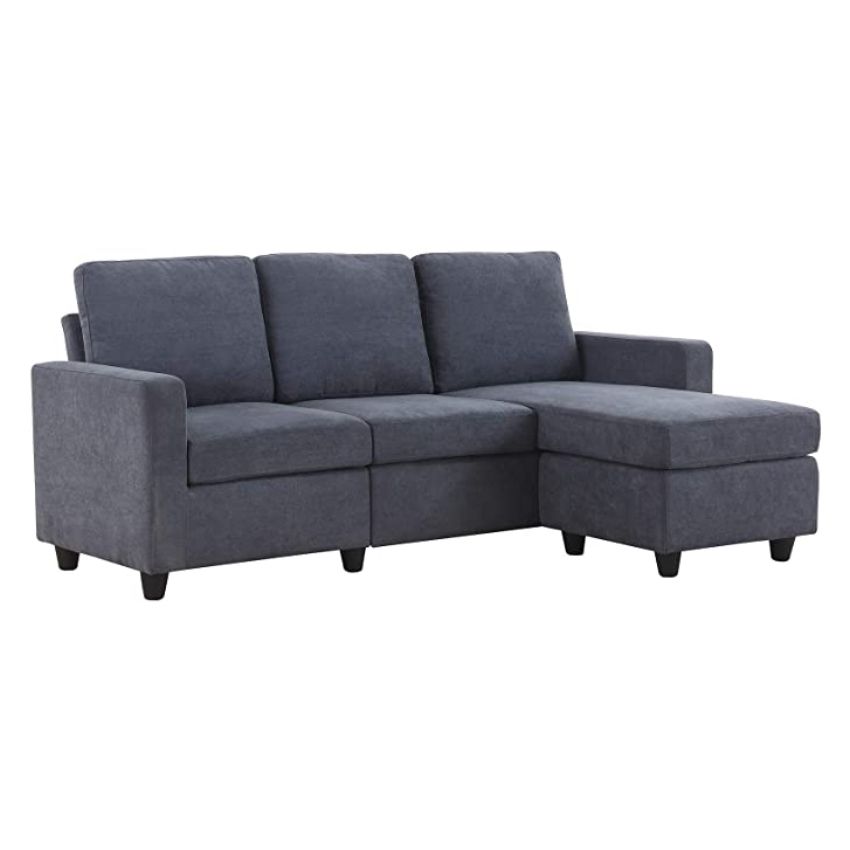 Honbay Convertible Sectional Sofas Couch, L Shaped Couch For Most Up To Date Polyfiber Linen Fabric Sectional Sofas Dark Gray (View 14 of 25)