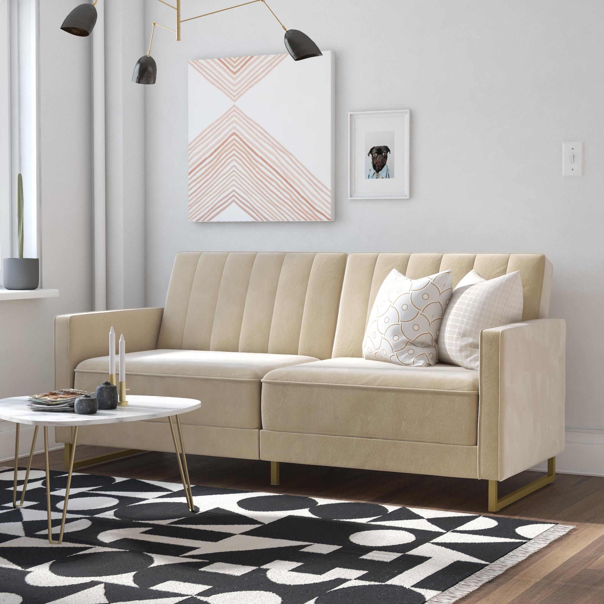 Latest Debbie Coil Sectional Futon Sofas Regarding Novogratz Skylar Coil Futon, Modern Sofa Bed And Couch (View 10 of 25)