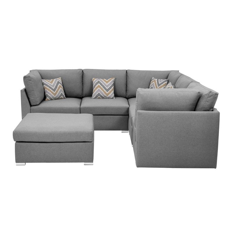 Lilola Home Amira Fabric Reversible Sectional Sofa With Regarding Well Known Clifton Reversible Sectional Sofas With Pillows (Photo 12 of 25)
