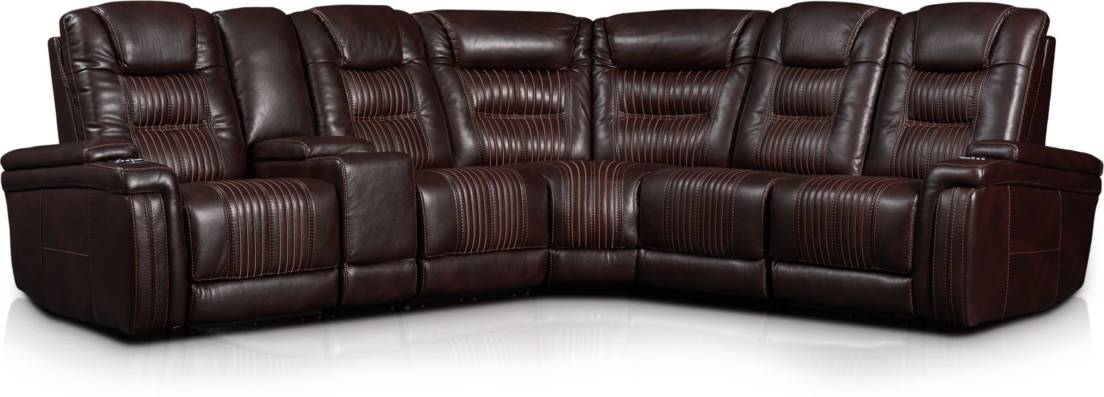 Magnus 6 Piece Triple Power Reclining Sectional With 3 In Trendy Magnus Brown Power Reclining Sofas (View 1 of 15)