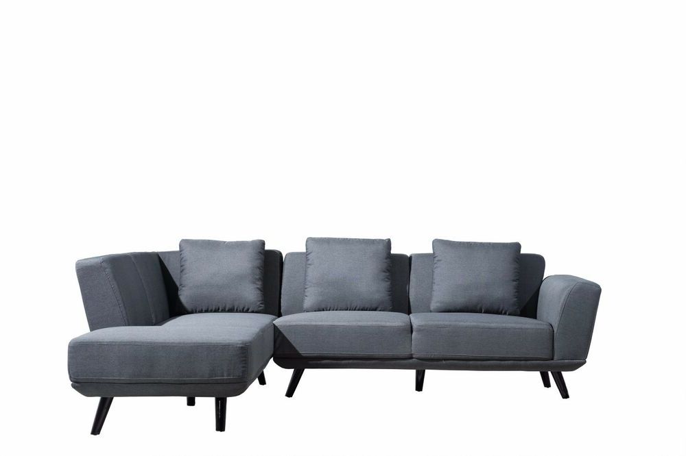 Mid Century Modern Linen Large Sectional Sofa In Dark Grey Throughout Preferred Dulce Mid Century Chaise Sofas Light Gray (View 3 of 25)