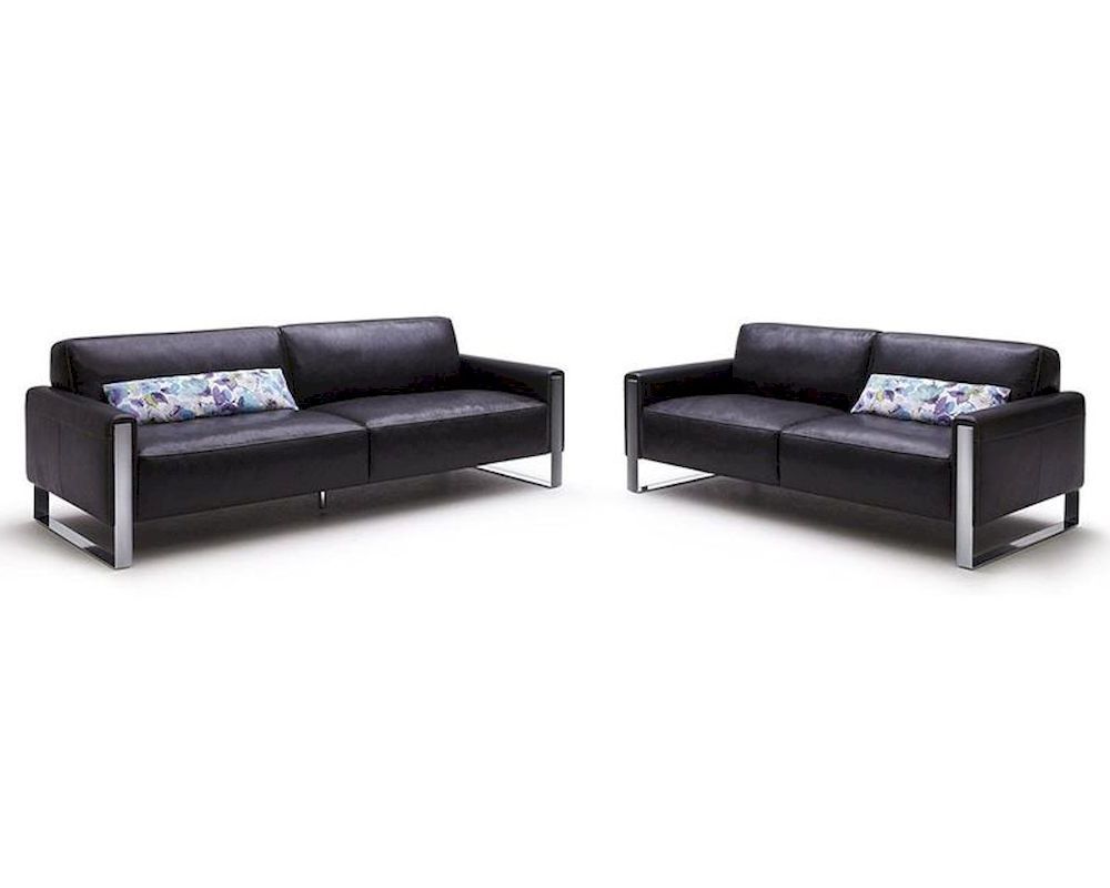 Modern Black Full Leather Sofa Set 44l5921 For Fashionable Wynne Contemporary Sectional Sofas Black (View 25 of 25)