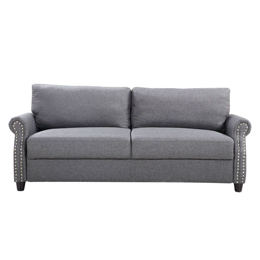 Most Current 2pc Polyfiber Sectional Sofas With Nailhead Trims Gray In Modern Grey Sofa With Hidden Storage Linen Fabric Silver (Photo 7 of 25)