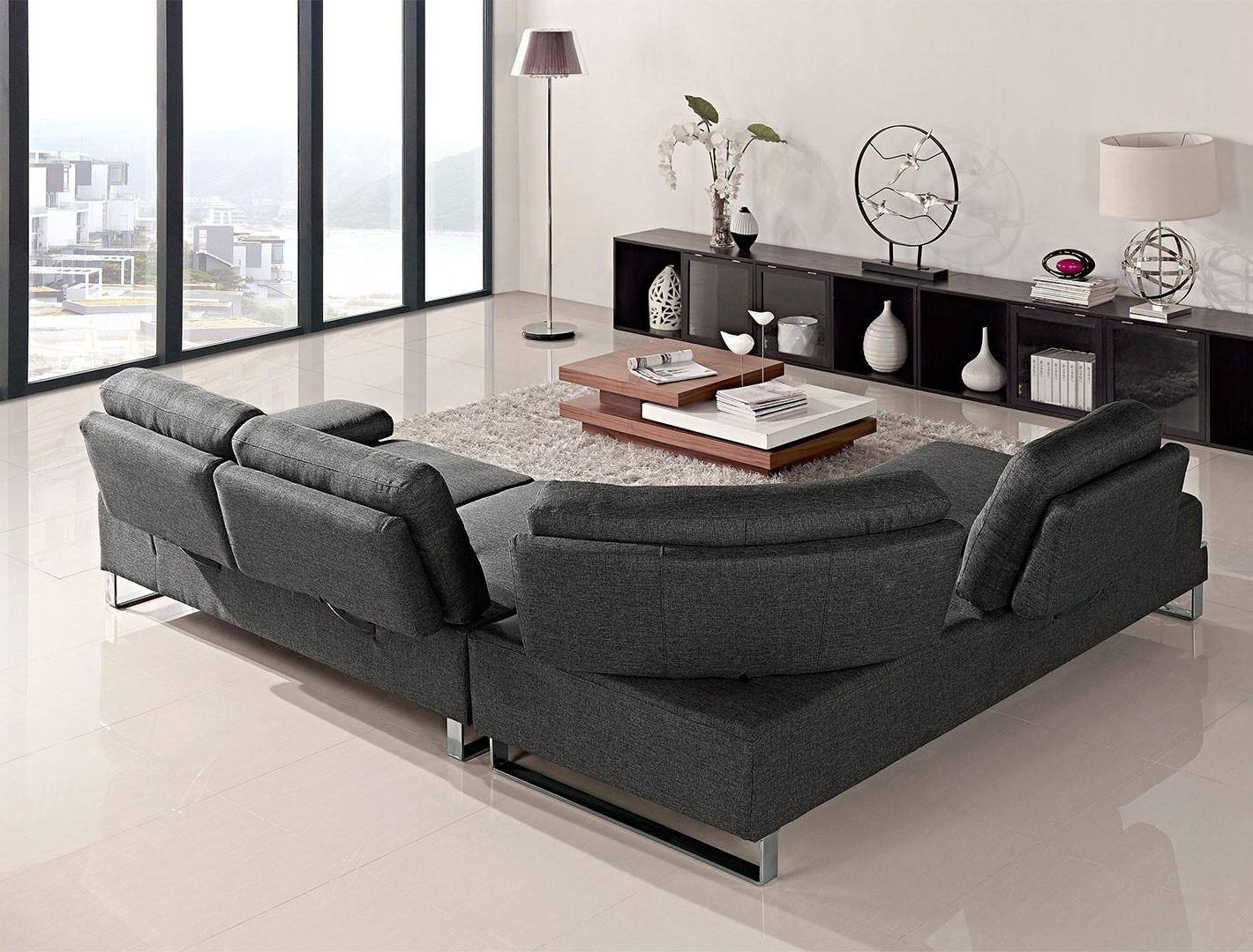 Most Current At Home Usa Verona Grey Fabric Ultra Modern Sectional Sofa Regarding Sectional Sofas In Gray (View 14 of 25)