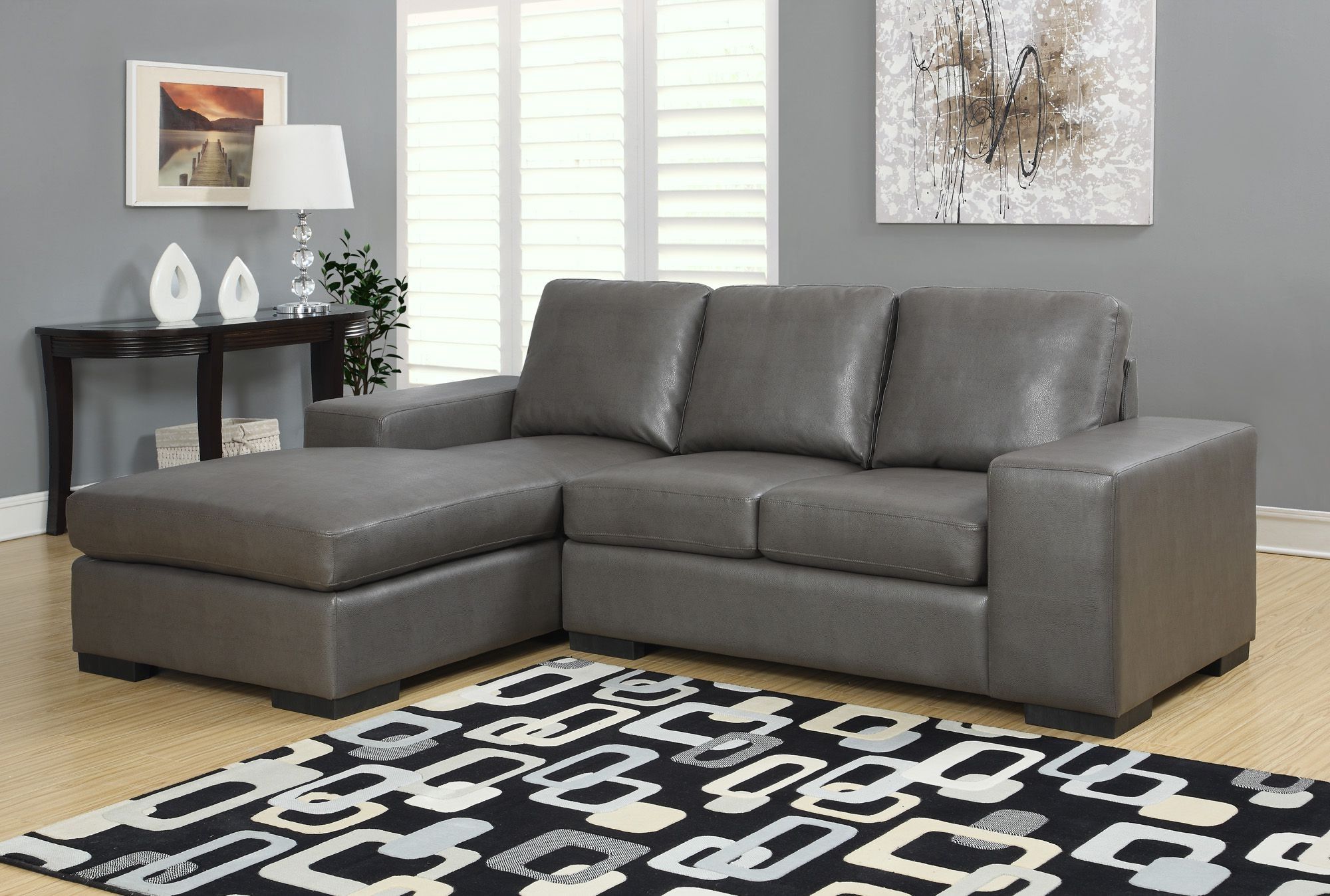 Most Current Sectional Sofas In Gray Intended For Charcoal Gray Bonded Leather/match Sofa Sectional From (View 7 of 25)
