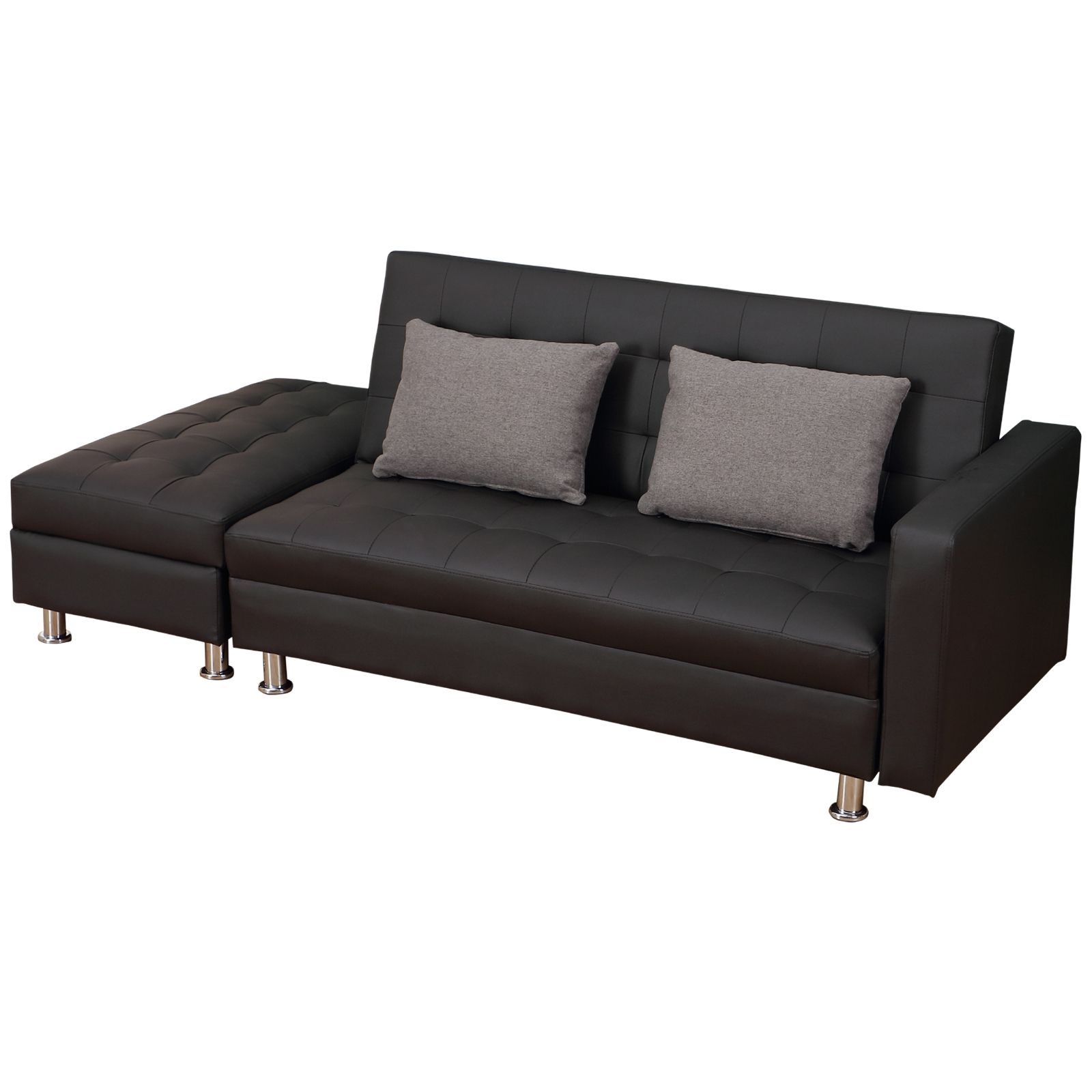 Most Current Twin Nancy Sectional Sofa Beds With Storage Intended For Homcom Twin Size Faux Leather Convertible Sleeper Sofa Bed (Photo 23 of 25)