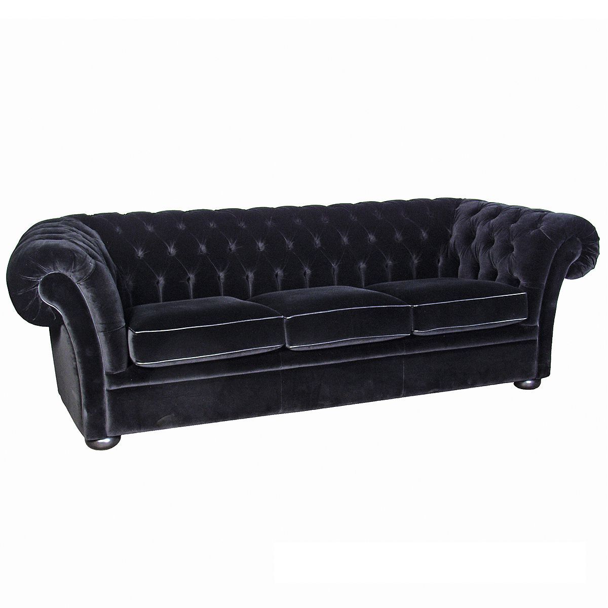 Most Recent 4pc French Seamed Sectional Sofas Velvet Black For 2 Seater: W190 X D90 X H75cm 3 Seater: W245 X D90 X H75cm (View 5 of 25)