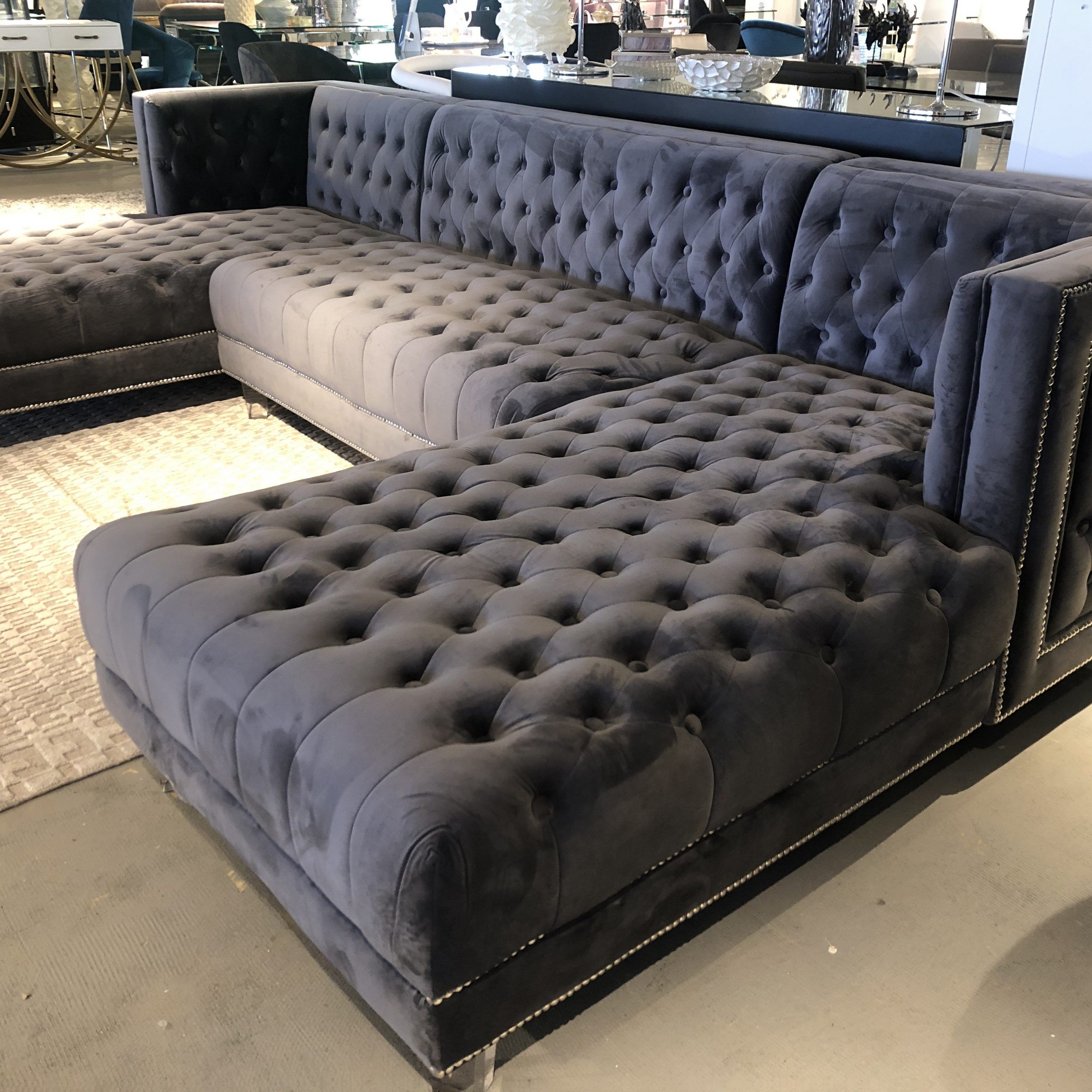 Most Recent Molnar Upholstered Sectional Sofas Blue/gray Regarding 3pc Blue Velvet Sectional Sofa (View 8 of 25)