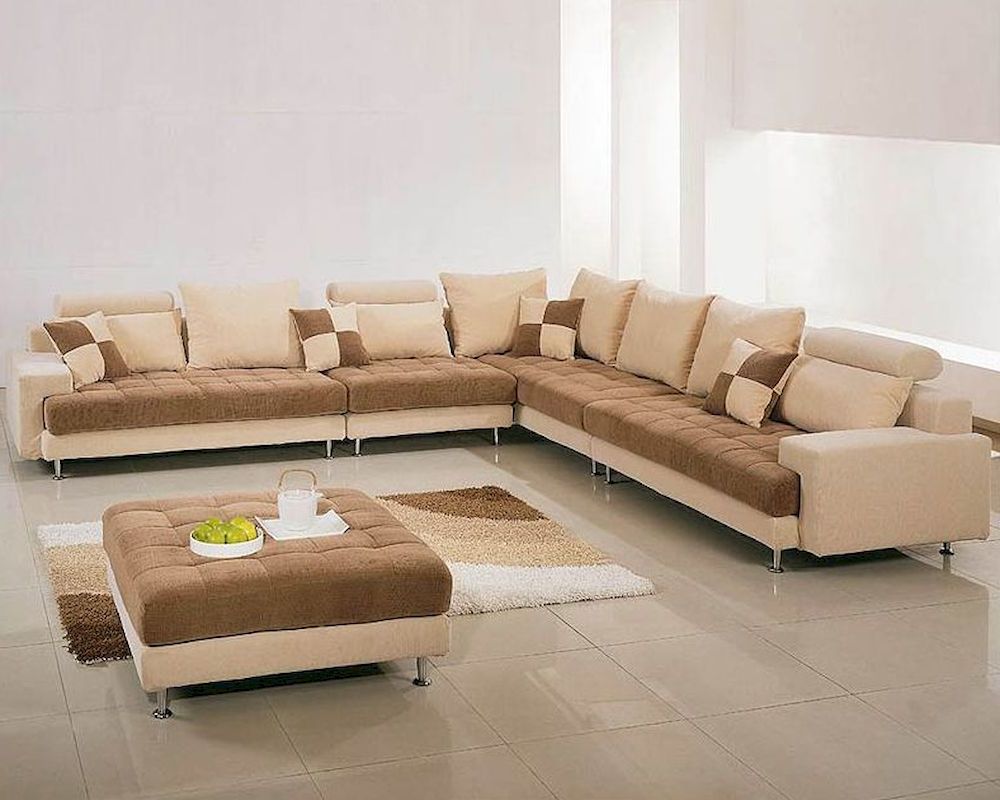 Most Recent Two Tone Fabric Contemporary Sectional Sofa Set 44lg60b For Mireille Modern And Contemporary Fabric Upholstered Sectional Sofas (Photo 2 of 25)