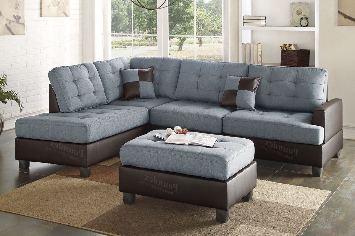 Most Recently Released Grey Leather Sectional Sofa And Ottoman – Steal A Sofa Within Molnar Upholstered Sectional Sofas Blue/gray (View 16 of 25)