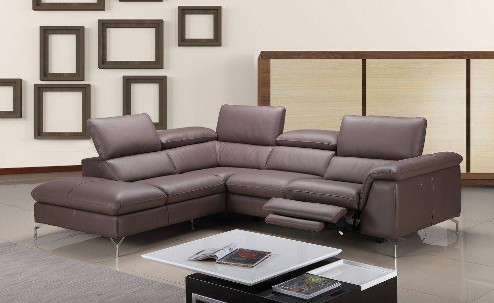 Most Recently Released Hannah Right Sectional Sofas Inside J&m Anastasia Modern Premium Brown Leather Sectional Sofa (View 3 of 25)