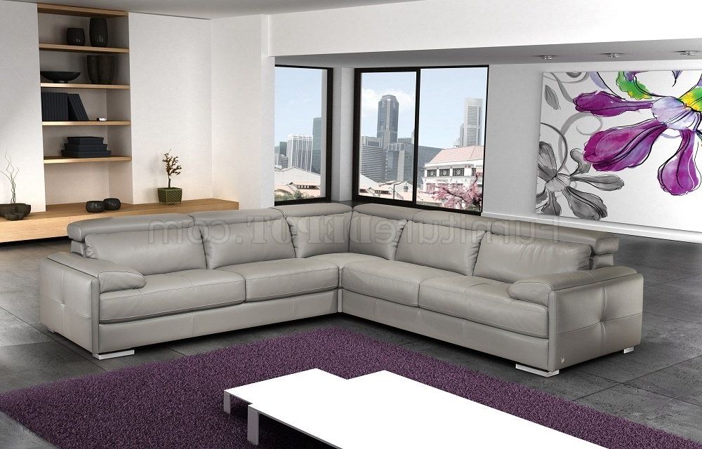 Most Up To Date Gary Sectional Sofa In Ash Gray Italian Leatherj&m With Sectional Sofas In Gray (Photo 9 of 25)