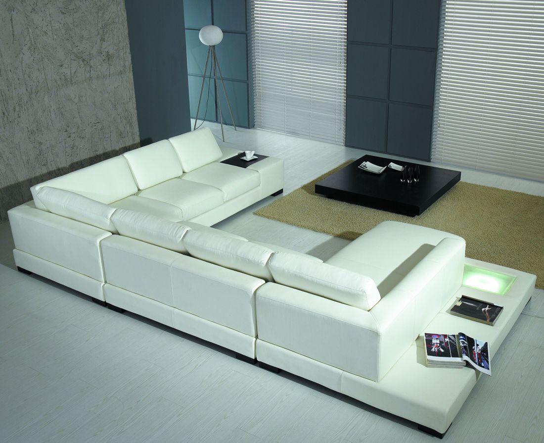 Most Up To Date Modern White Bonded Leather Sectional Sofa T35 Regarding Mireille Modern And Contemporary Fabric Upholstered Sectional Sofas (Photo 16 of 25)