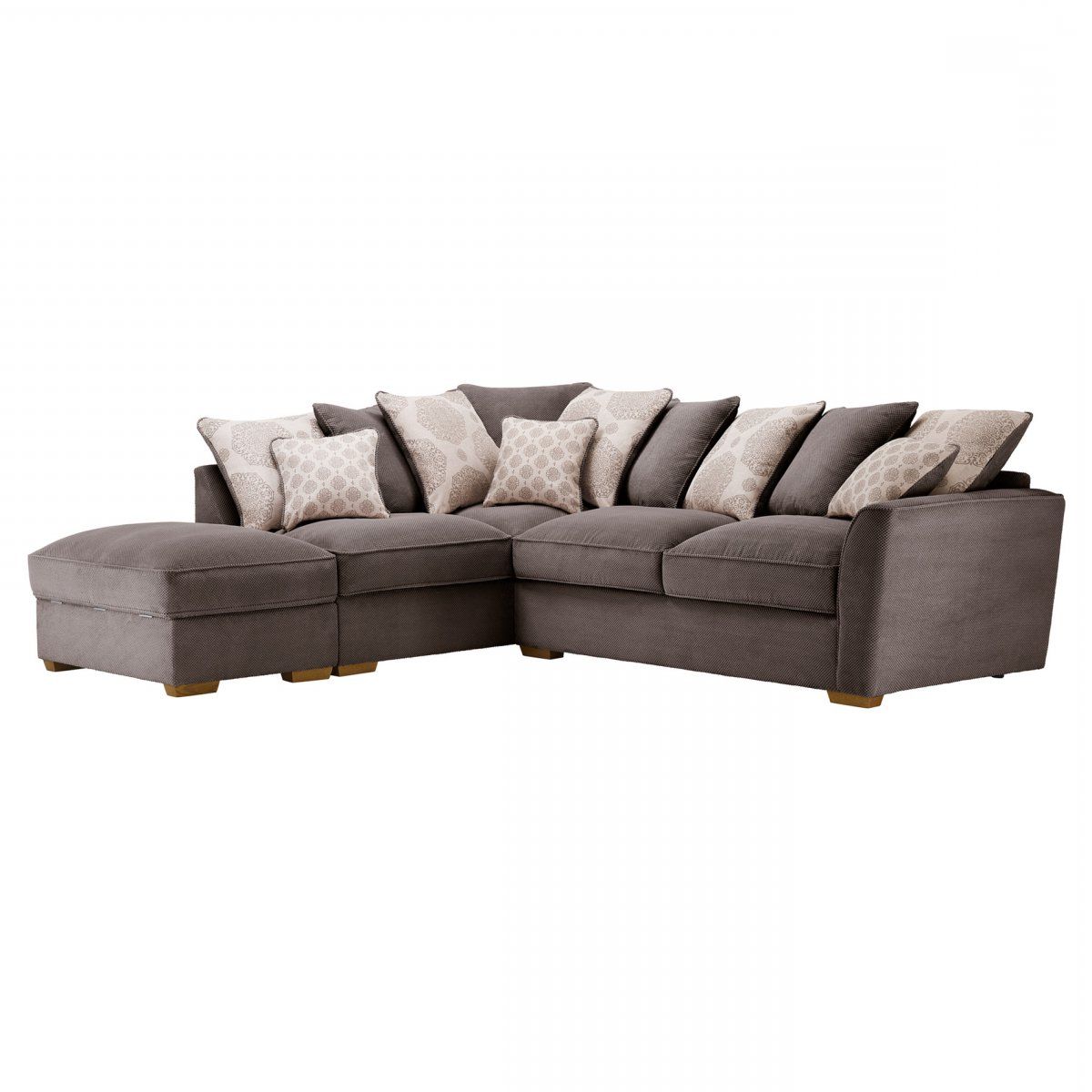 Nebraska Pillow Back Left Corner Sofa In Charcoal + Footstool Intended For Most Recent Lyvia Pillowback Sofa Sectional Sofas (View 25 of 25)