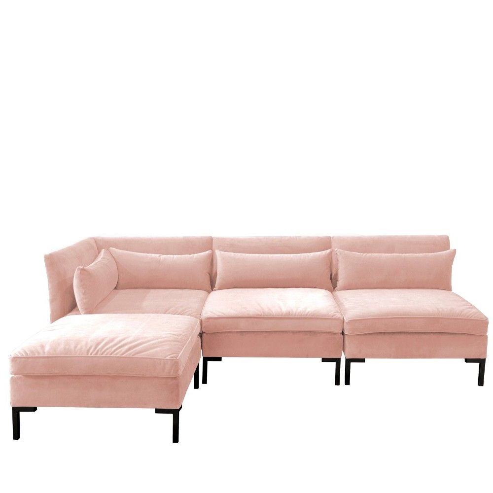 Newest 4pc Alexis Sectional With Black Metal Y Legs Blush Velvet Intended For 4pc Alexis Sectional Sofas With Silver Metal Y Legs (Photo 1 of 25)