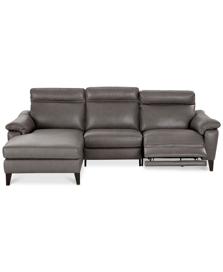 Newest Pirello 3 Pc. Leather Sectional Sofa With Chaise, 1 Power For 3pc Miles Leather Sectional Sofas With Chaise (Photo 6 of 25)