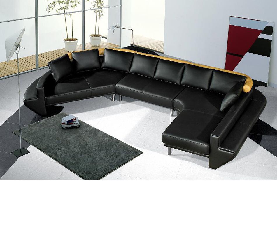 Newest Wynne Contemporary Sectional Sofas Black Intended For Dreamfurniture – Mars Ultra Modern Black Leather (Photo 13 of 25)