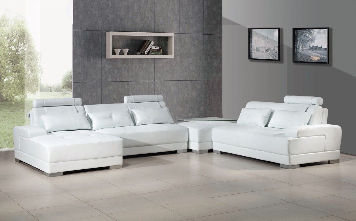 Phantom Contemporary White Leather Sectional Sofa W/ottoman For Well Liked Sectional Sofas In White (View 10 of 25)